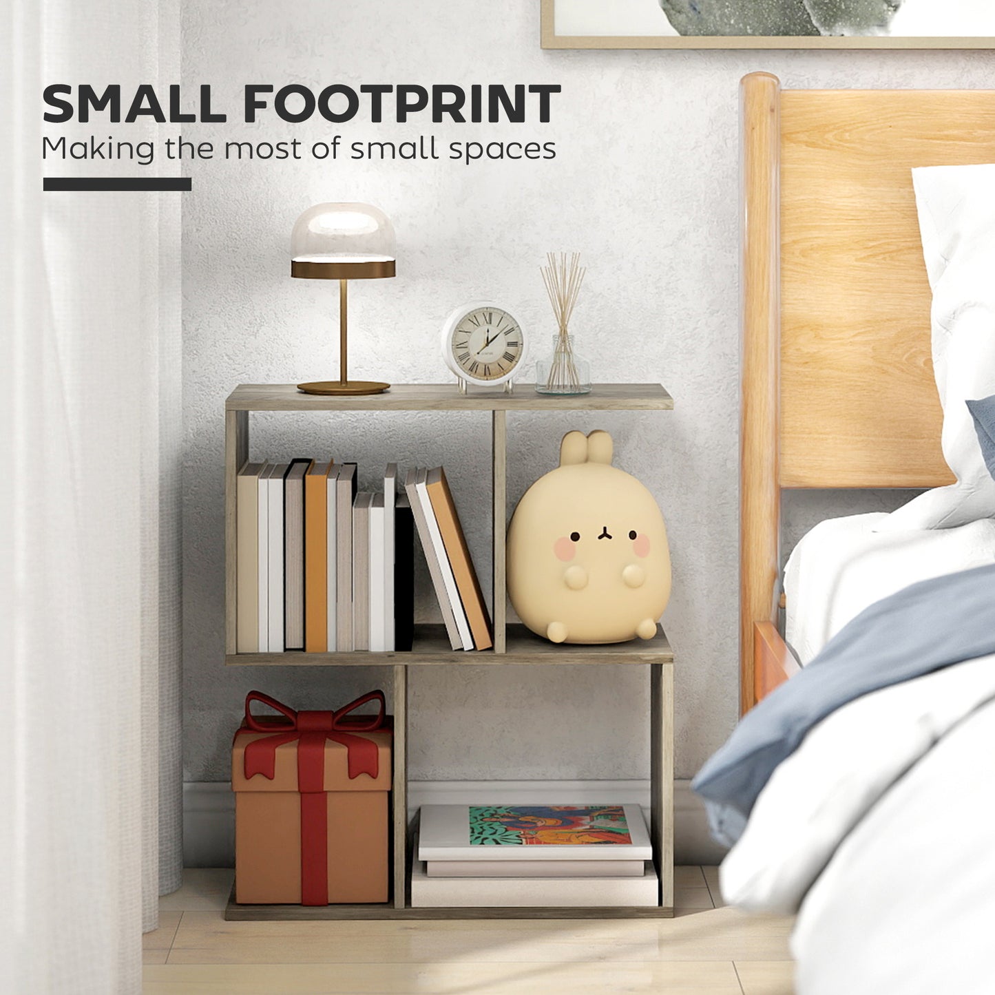 HOMCOM S Shaped Narrow Side Table 3 Tier With Storage Shelves Grey 50W x 19.5D x 58H cm