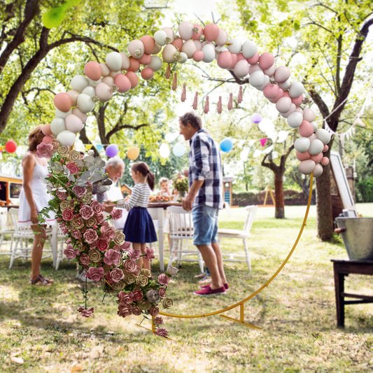 Outsunny 222cm Gold Tone Backdrop Stand Wedding Arch for Outdoor Garden Parties Bridal Shower Ceremony