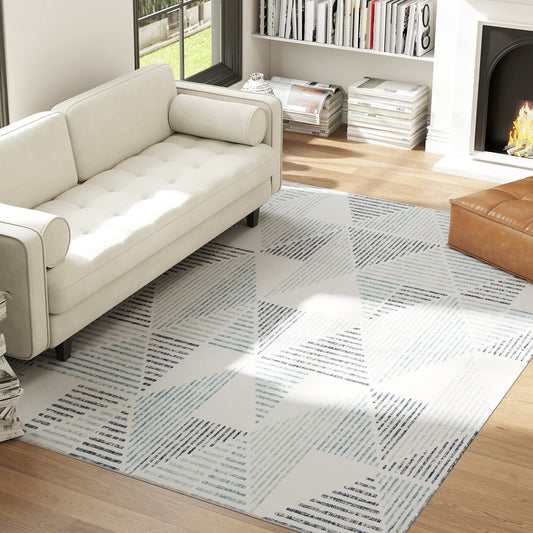 HOMCOM Modern Area Rug Geometric Pattern Non Slip Washable Soft Floor Carpet For Living Room 290 X 200 Cm Multi Colored