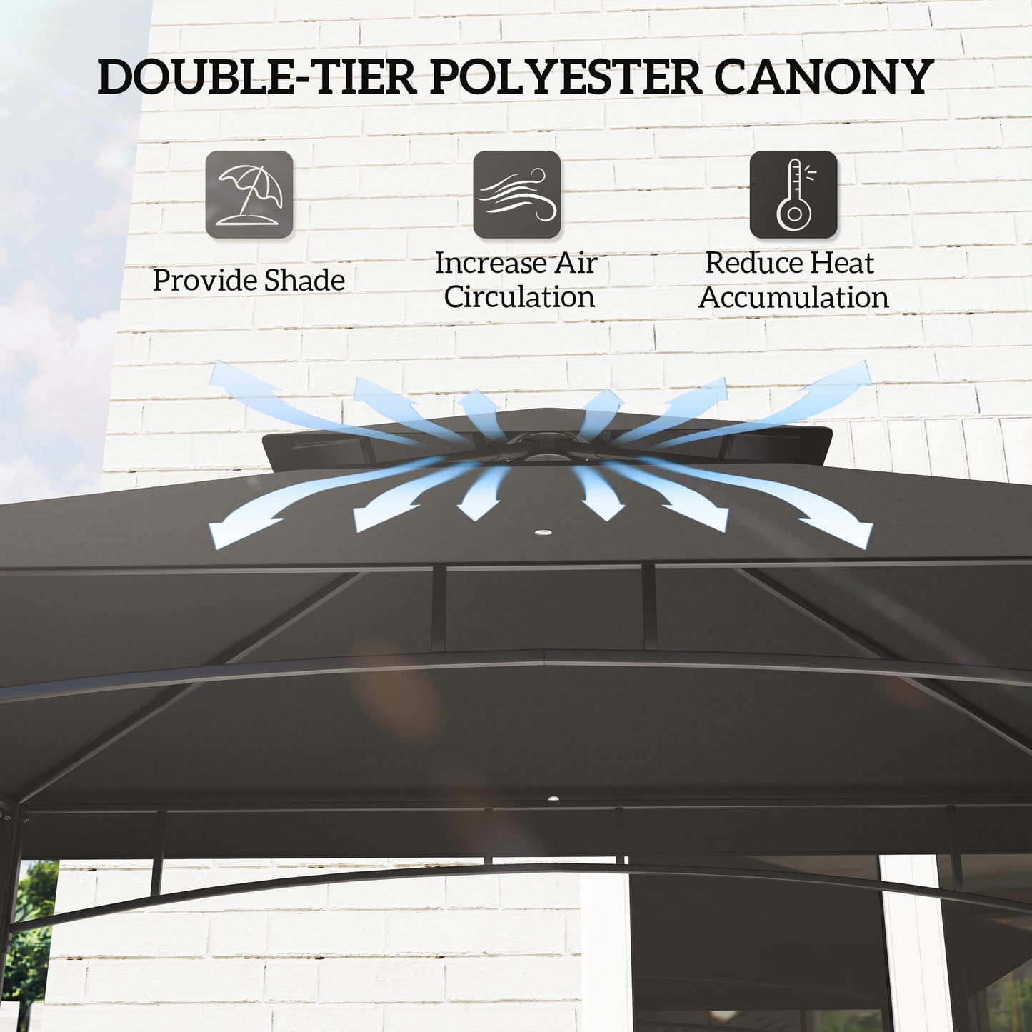 Outsunny 150 by 240 cm BBQ Grill Gazebo With Shelves Grey Outdoor Cooking Shelter for Garden Patio Party