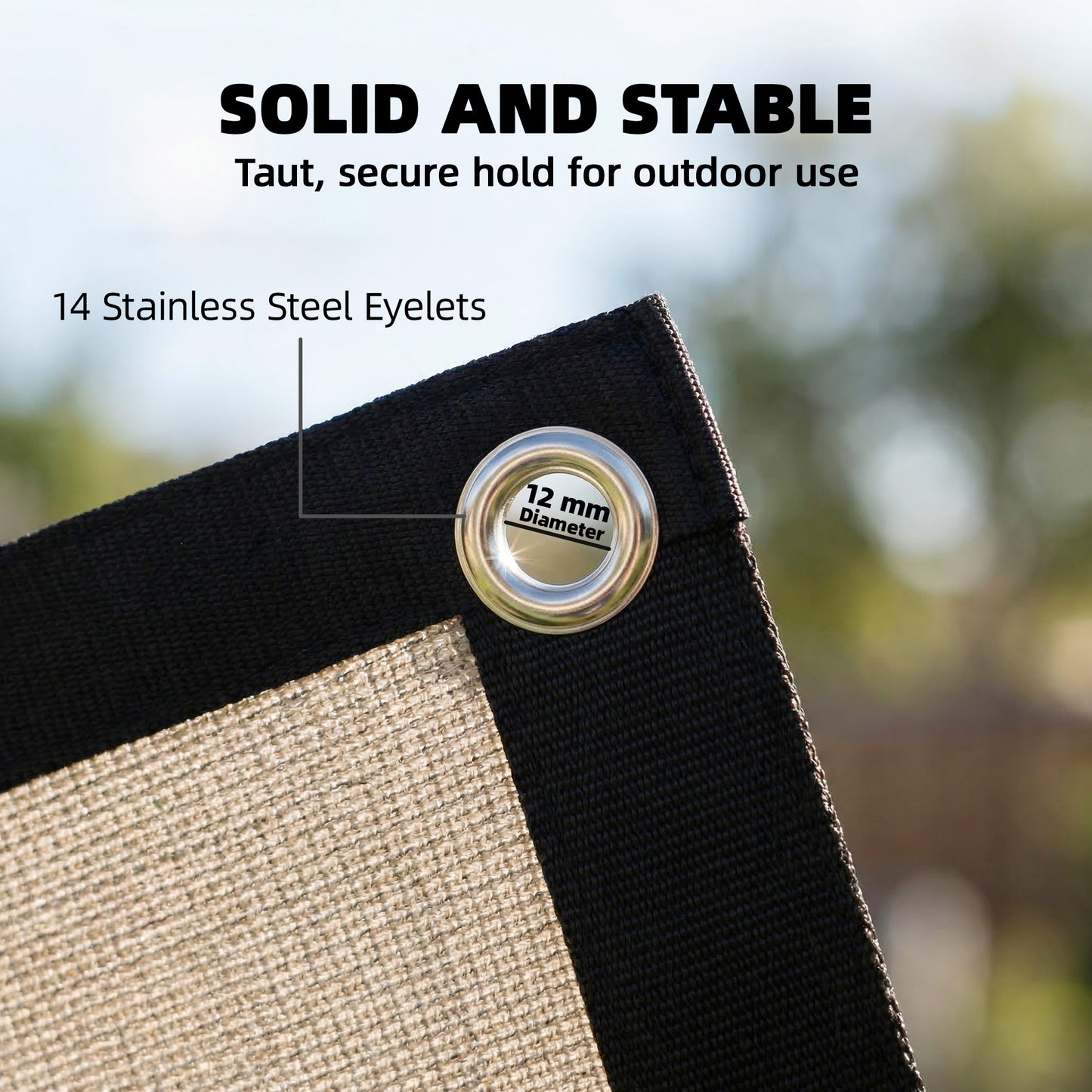 Outsunny Shade Sail UV Protection Canopy for Patio and Garden 3 by 3.6 m Beige with Stainless Steel Eyelets