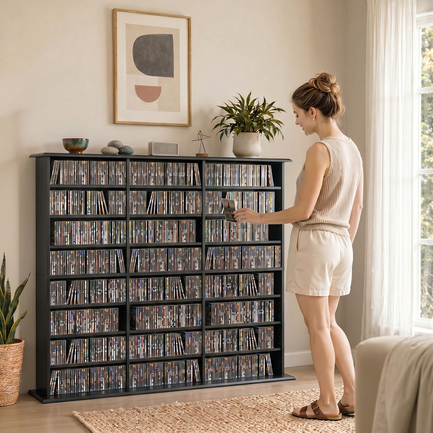 HOMCOM 1032 CD 594 DVD Blu-ray Storage Unit with 24 Compartments and 18 Adjustable Shelves Black