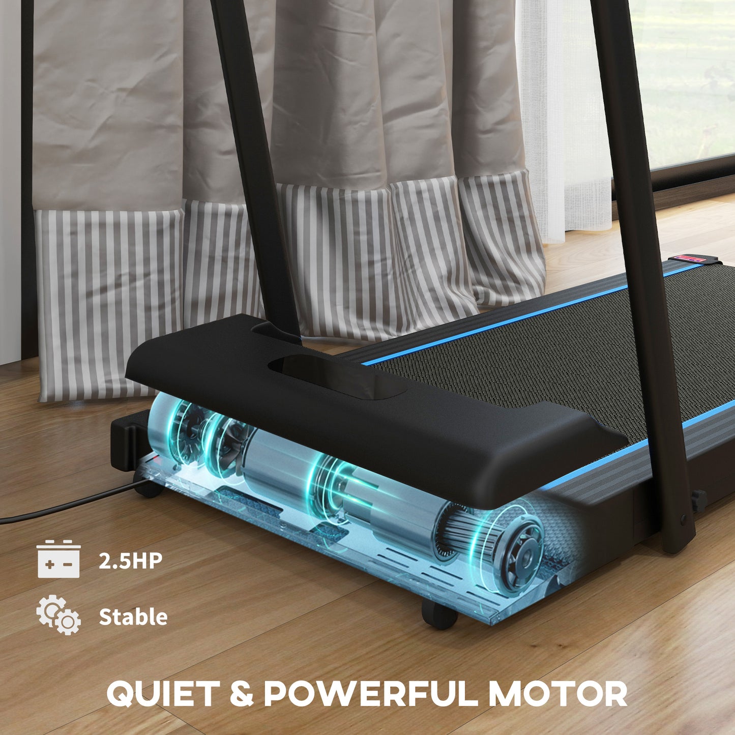 SPORTNOW 2.5HP Compact Walking Treadmill with Remote and LED Display for Home and Office Use, Blue - ALL4U RETAILER LTD