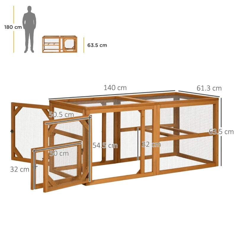 PawHut Wooden Chicken Coop with Perches, Doors, Combinable Design - Accommodates 2-4 Chickens, Natural Wood Colour - ALL4U RETAILER LTD