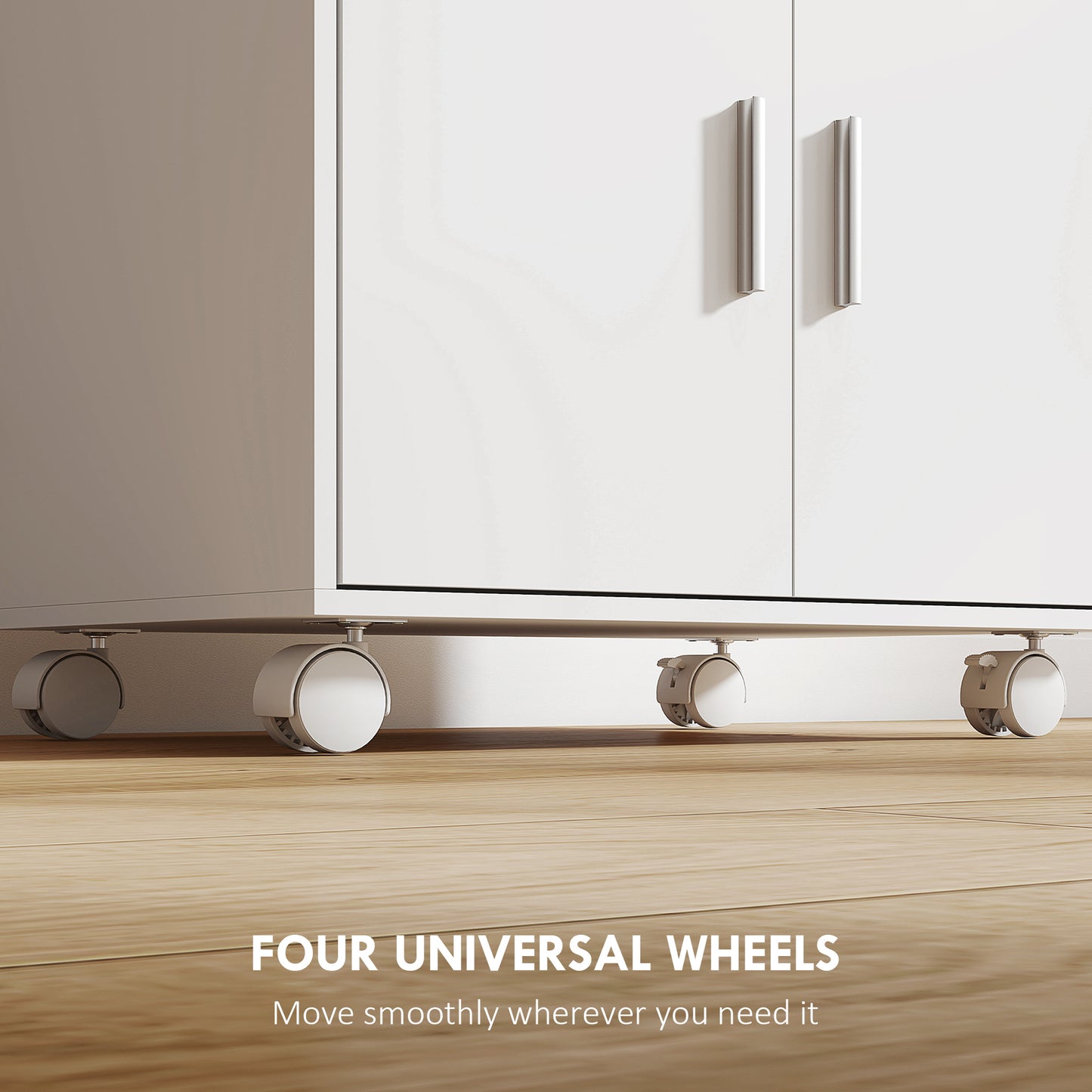 Homcom Kitchen Trolley With Wheels Mobile Microwave Stand With Slide Out Shelf Drawer And Two Doors For Dining Room