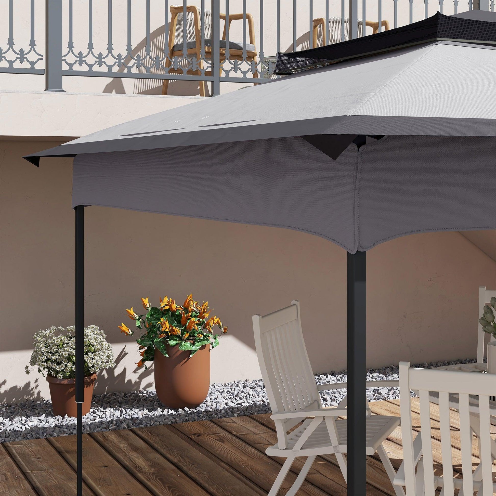 Outsunny Pop up Gazebo Cover, 2-Tier Gazebo Roof Replacement for 3.25m x 3.25m Frame, 30+ UV Protection, Grey - ALL4U RETAILER LTD