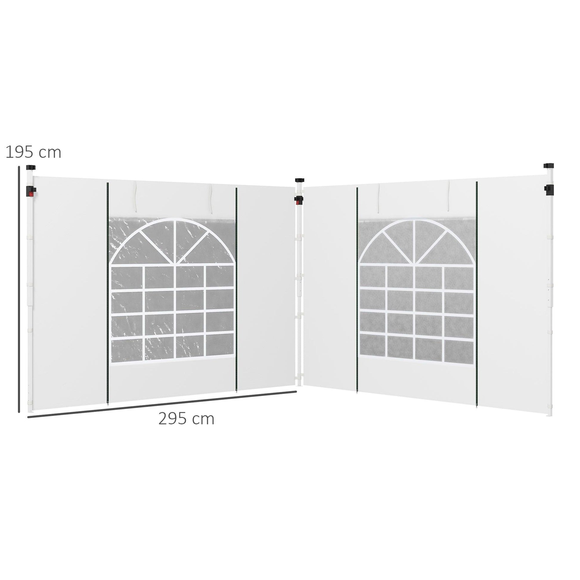 Outsunny Gazebo Side Panels, 2 Pack Sides Replacement, for 3x3(m) or 3x6m Pop Up Gazebo, with Windows and Doors, White - ALL4U RETAILER LTD