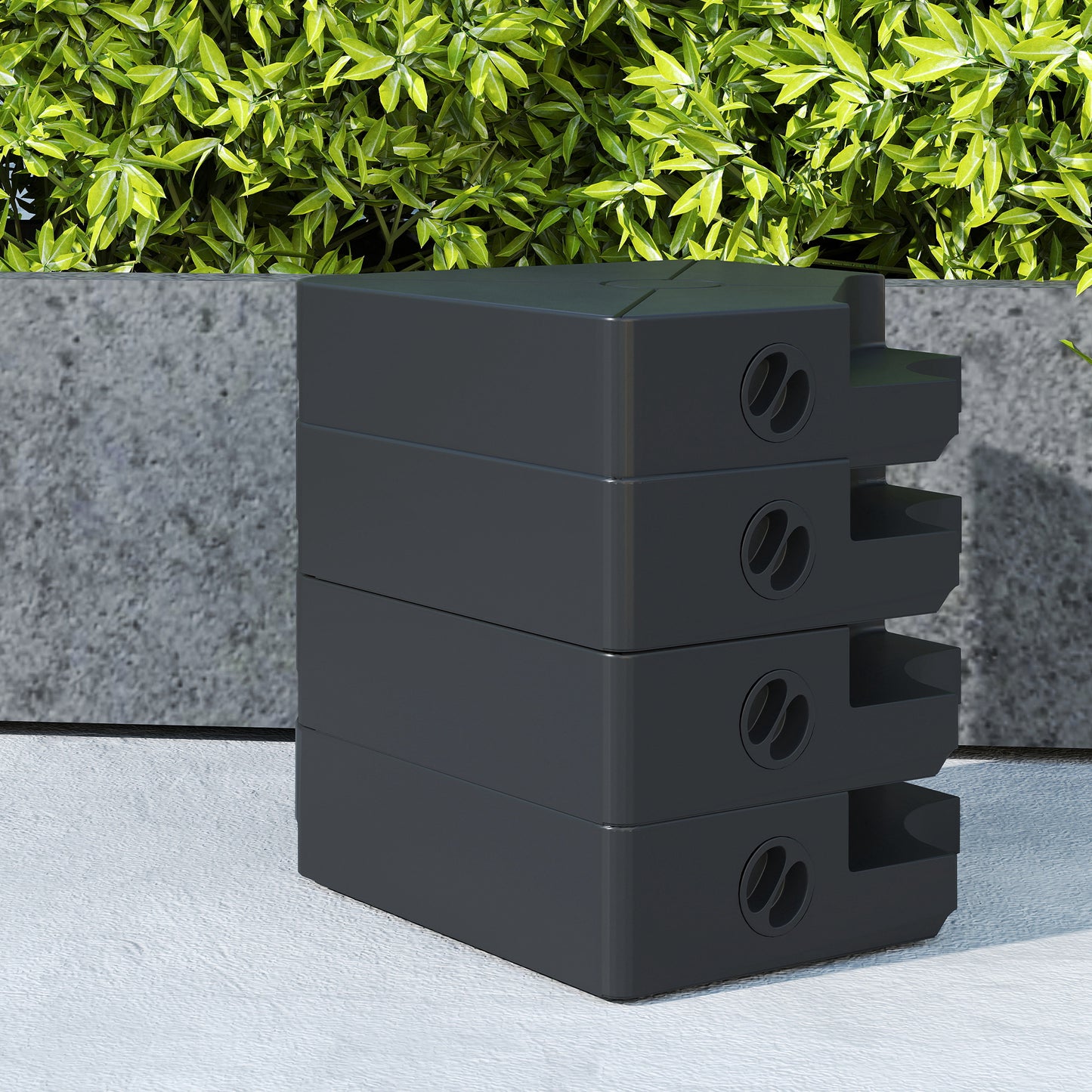 Outsunny Umbrella Weights for Cantilever Parasols Set of 4 Heavy Duty Base Weights 64kg Sand or 55kg Water Filled Black