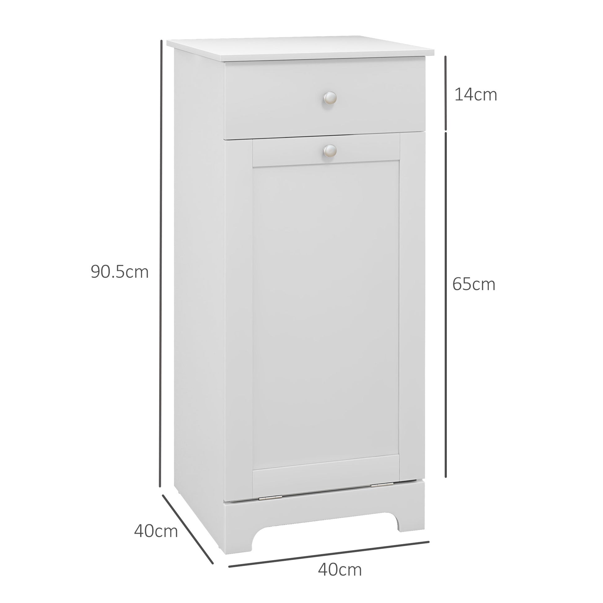 Kleankin Modern White Bathroom Cabinet with Integrated Laundry Hamper and Storage Drawer - ALL4U RETAILER LTD