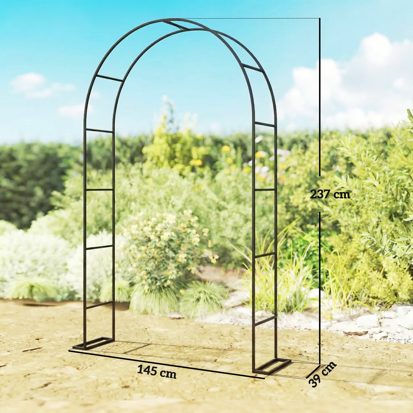 Outsunny Freestanding Garden Arch Metal Trellis For Climbing Plants Outdoor Wedding Arch Bridal Black