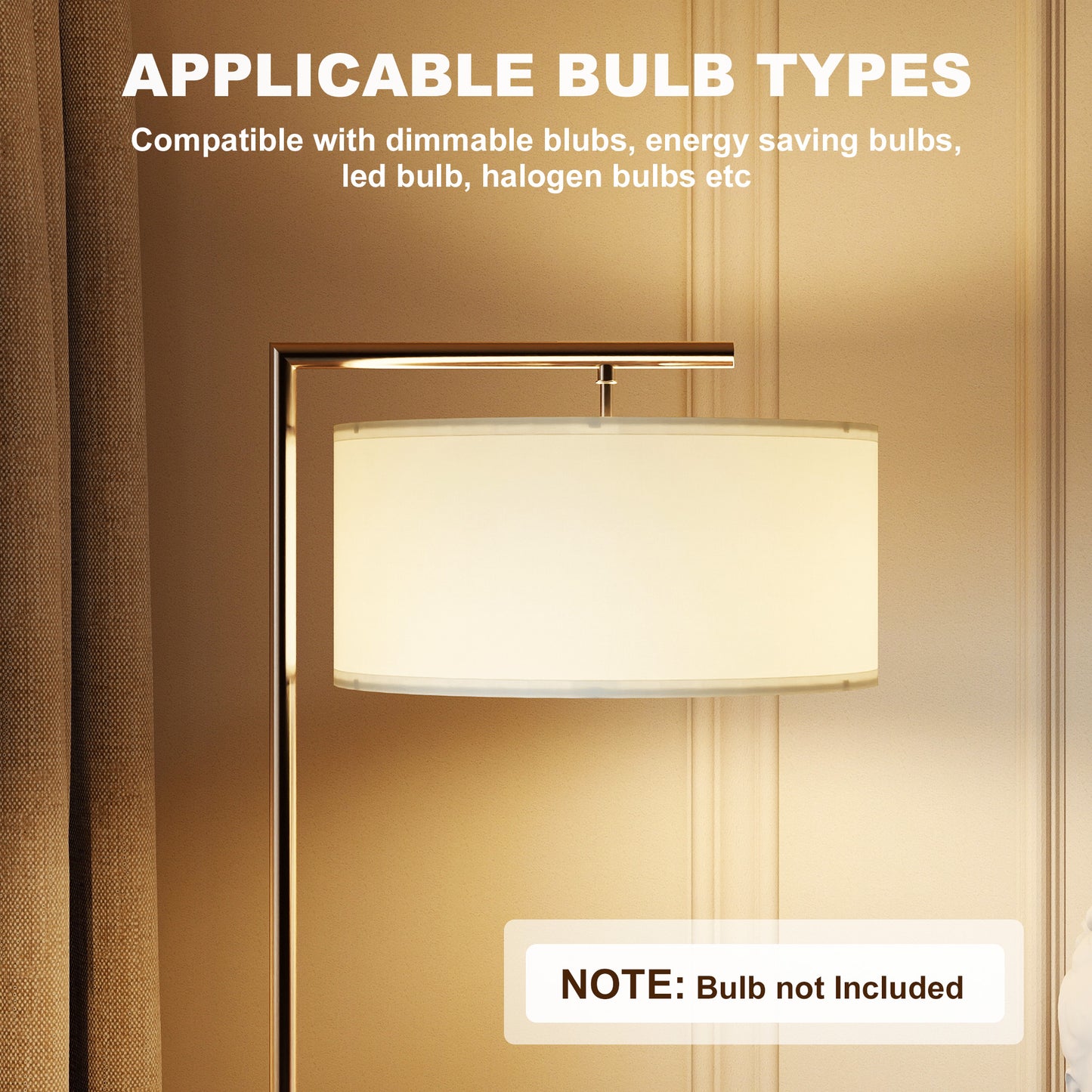 HOMCOM Floor Lamp Modern Standing Lamp With Linen Lampshade 153cm Silver Tone For Living Room Bedroom Dining Room