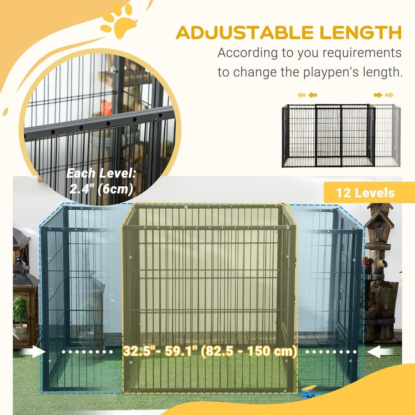 PawHut Dog Playpen - Adjustable, Strong & Simple - ALL4U RETAILER LTD