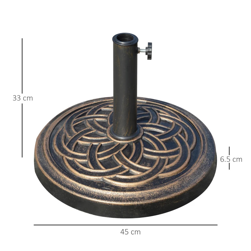 Outsunny Heavy Duty Parasol Base - 11.5kg Umbrella Stand Holder for 38mm or 48mm Patio Umbrella Pole, Bronze Tone - ALL4U RETAILER LTD