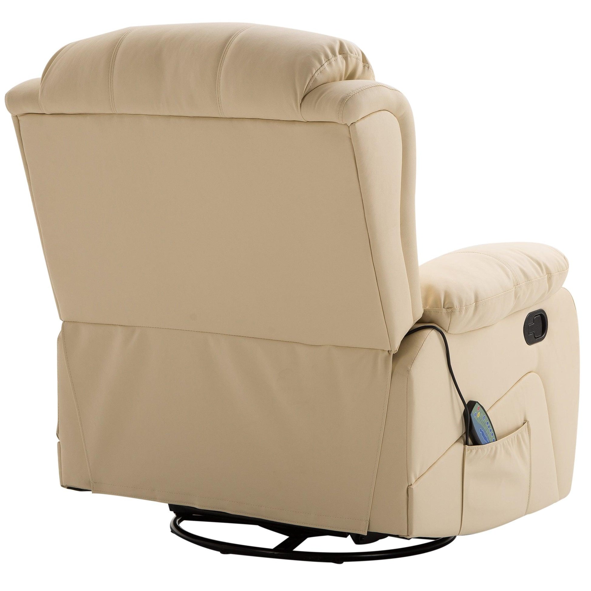 HOMCOM Massage Recliner Chair Manual Reclining Chair with Footrest Remote Beige - ALL4U RETAILER LTD