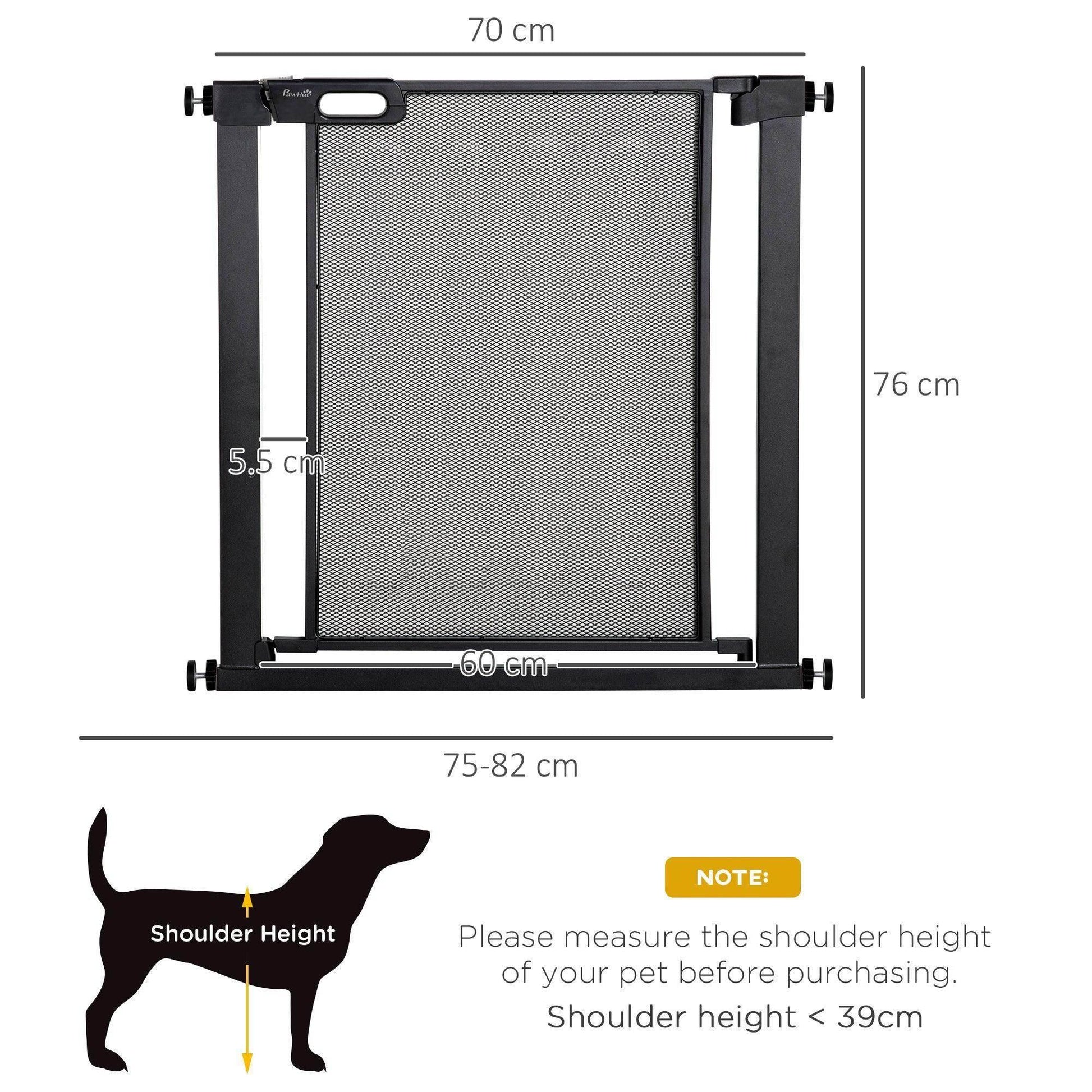 PawHut Auto Close Pet Gate - Black - ALL4U RETAILER LTD