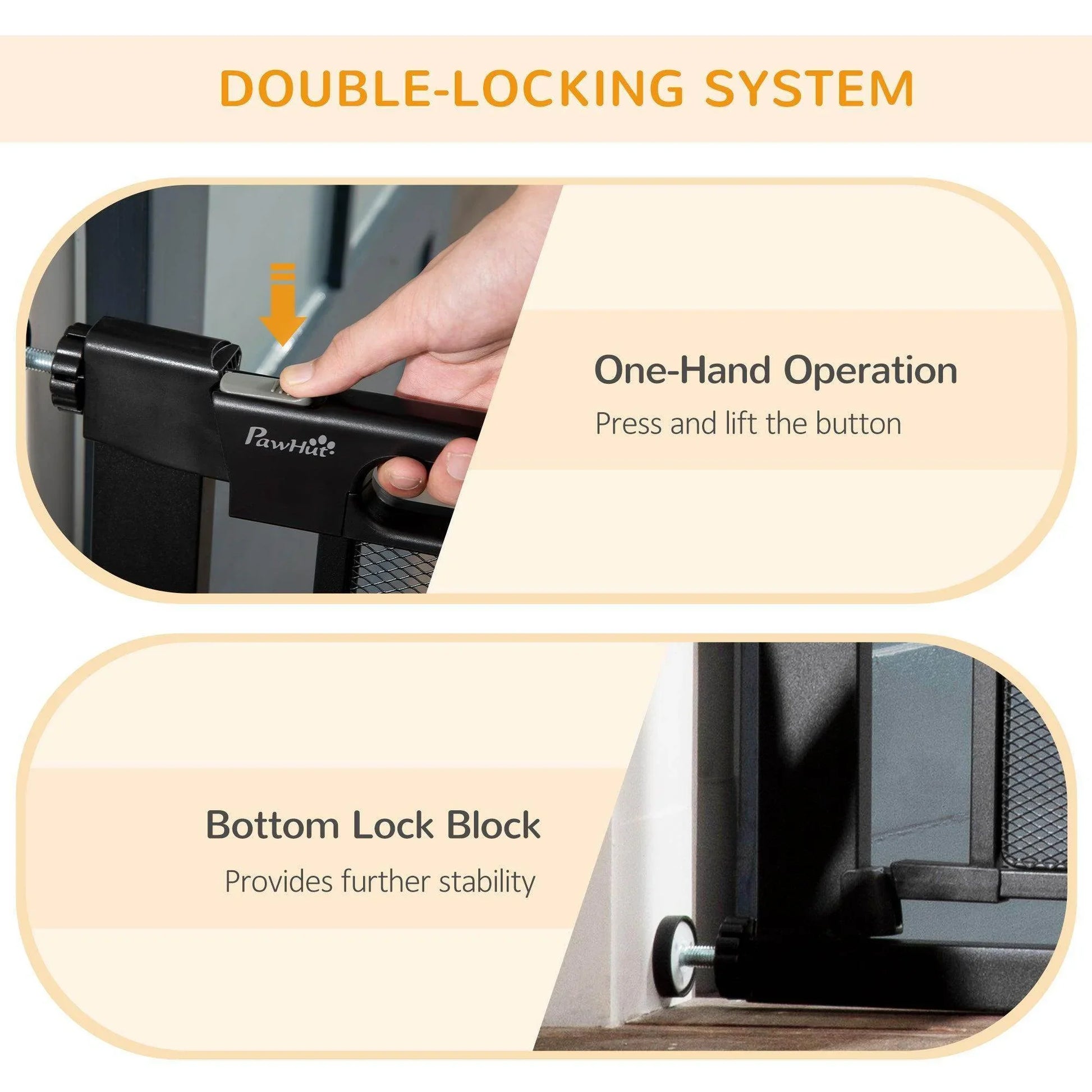 PawHut Auto Close Pet Gate - Black - ALL4U RETAILER LTD