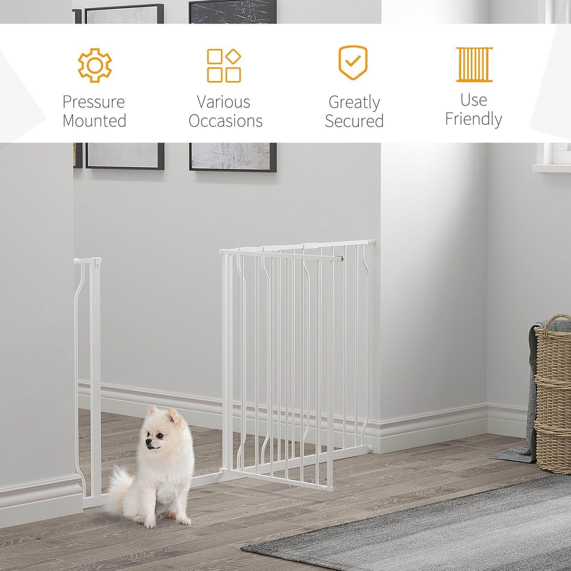 PawHut Dog Gate Extra Wide for Stairways - 76H x 75-145W cm - ALL4U RETAILER LTD