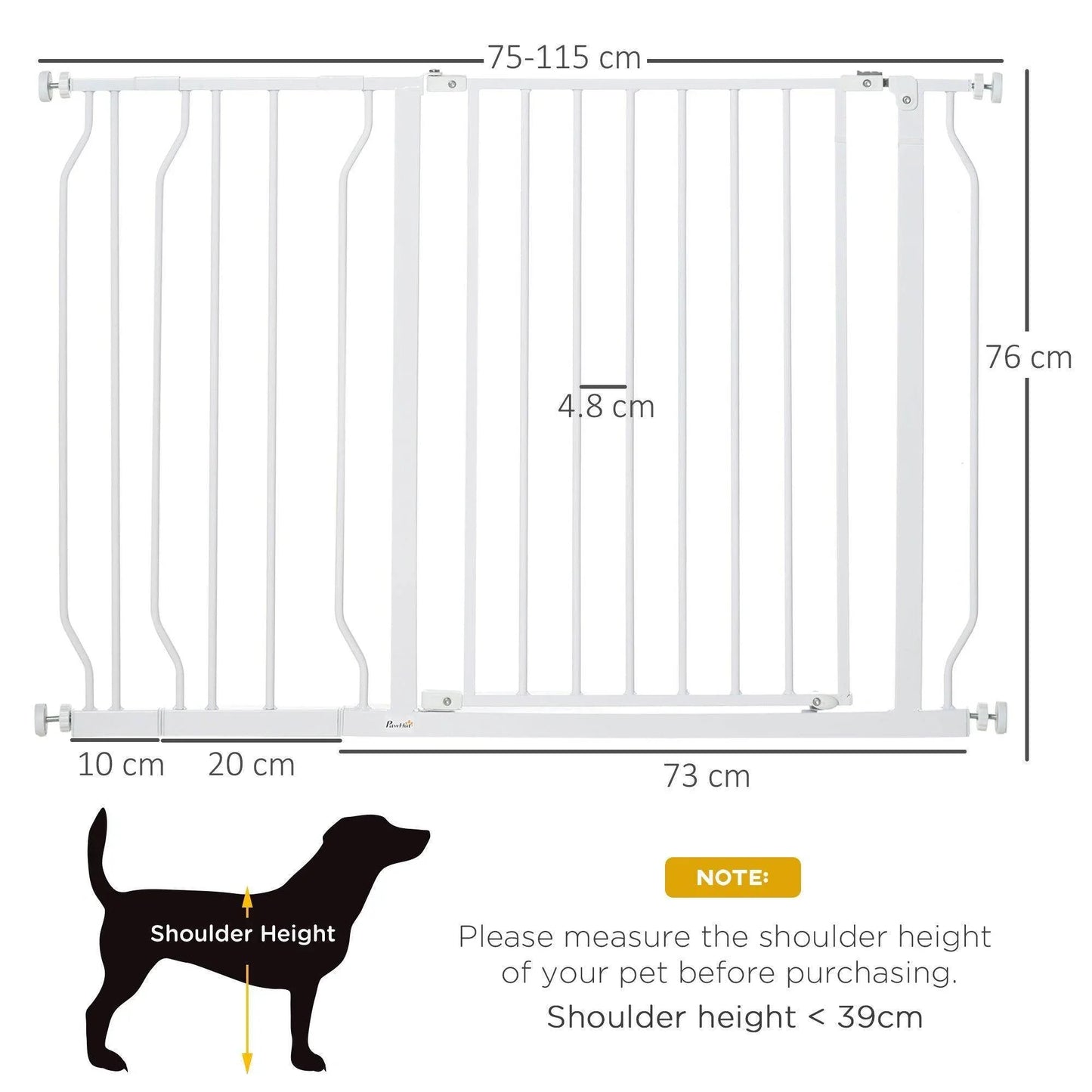 PawHut Easy Access Dog Gate - ALL4U RETAILER LTD