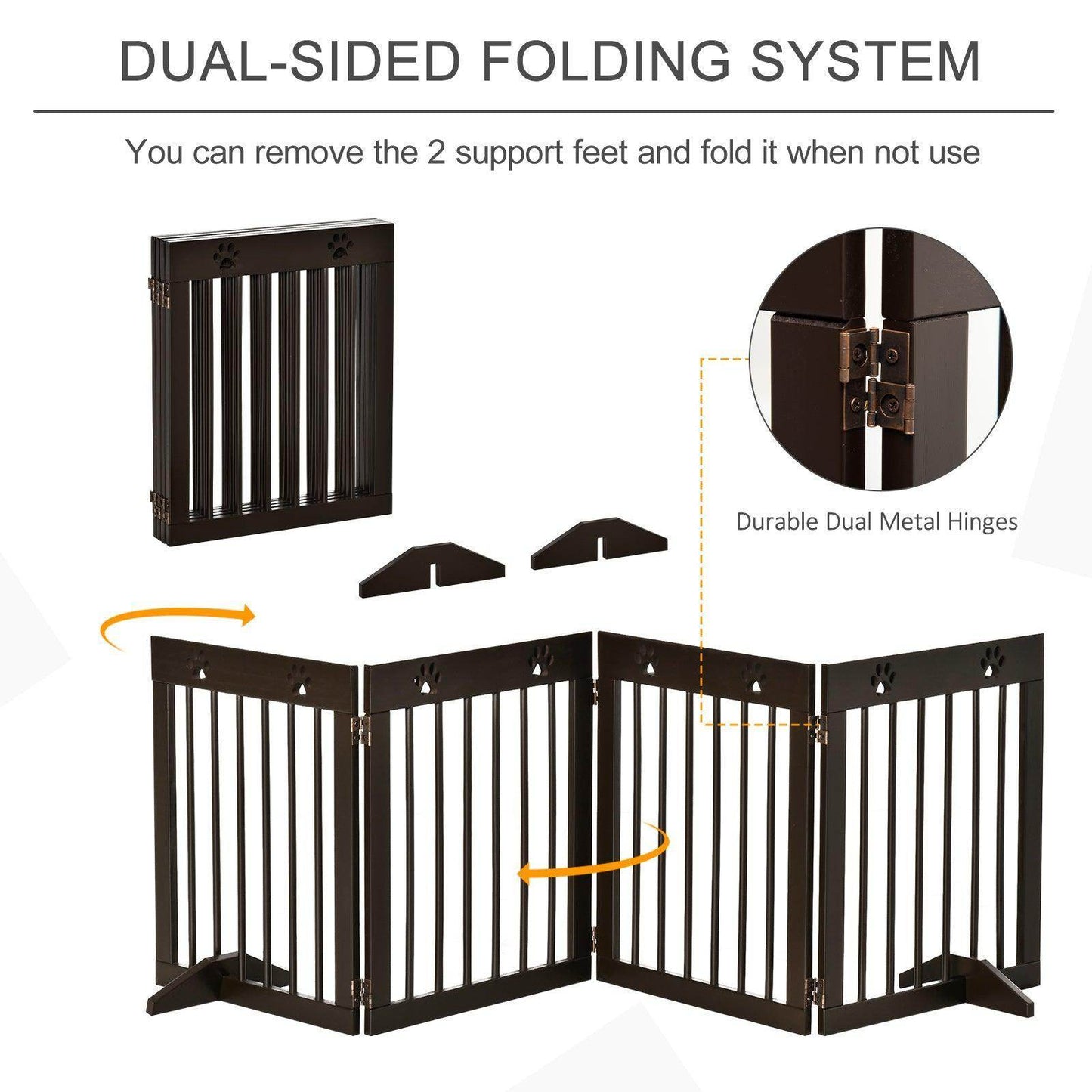 PawHut Foldable Pet Gate for Doorway Stairs - 61cm Tall - ALL4U RETAILER LTD