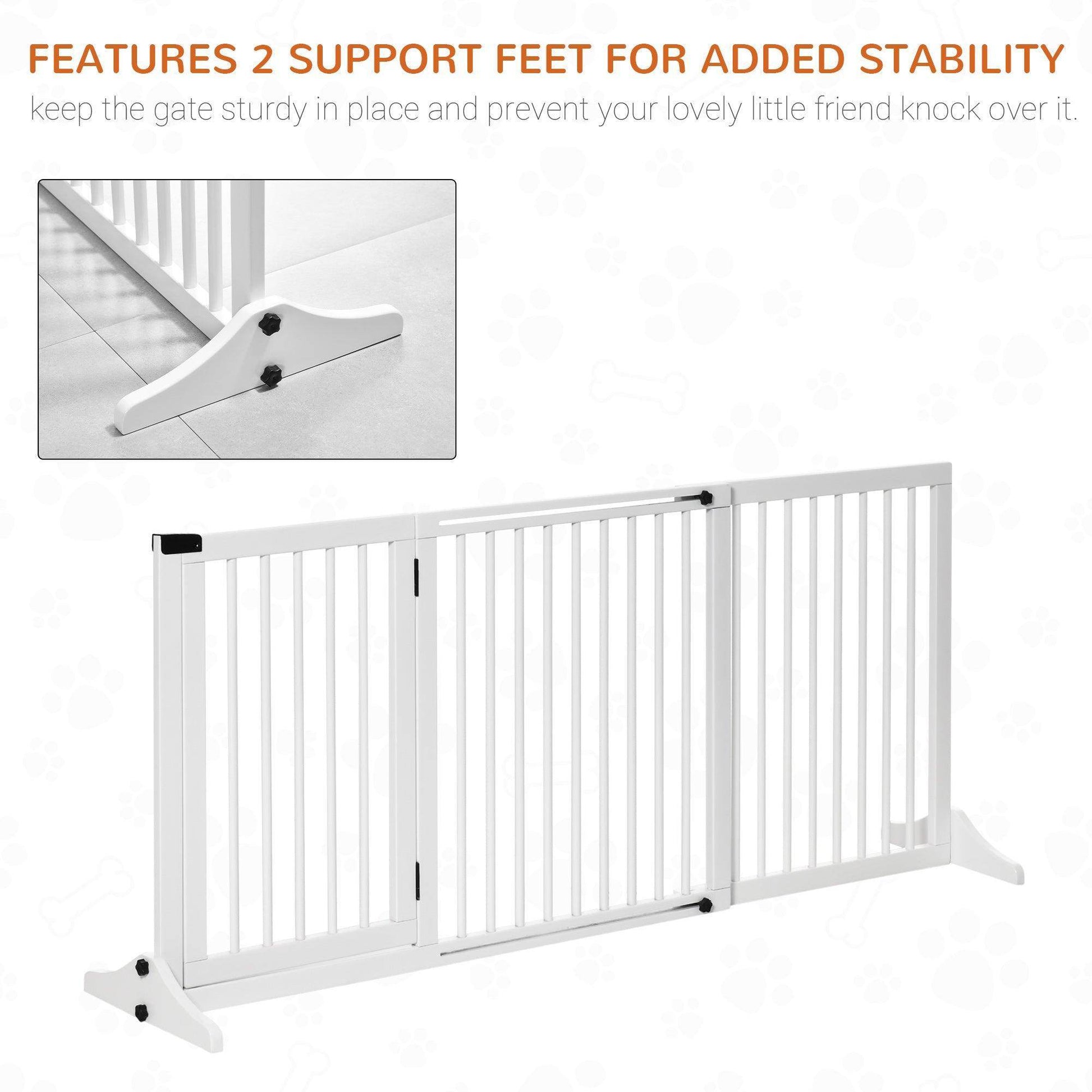 PawHut Wooden Pet Gate - Adjustable 3-Panel Safety Fence - ALL4U RETAILER LTD