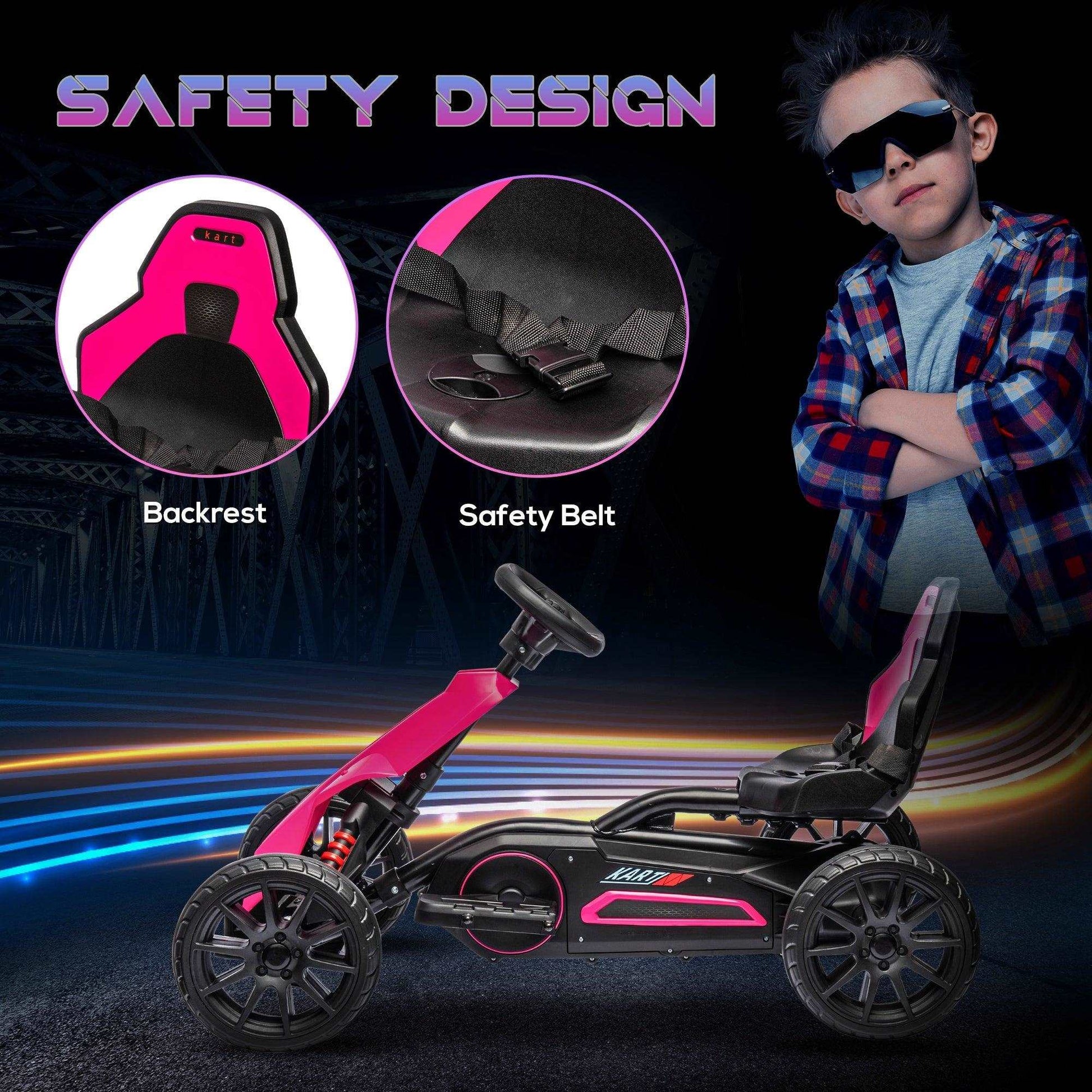 HOMCOM 12V Electric Go Kart w/ Forward Reversing 2 Speeds for 3-8 Yrs - Pink - ALL4U RETAILER LTD