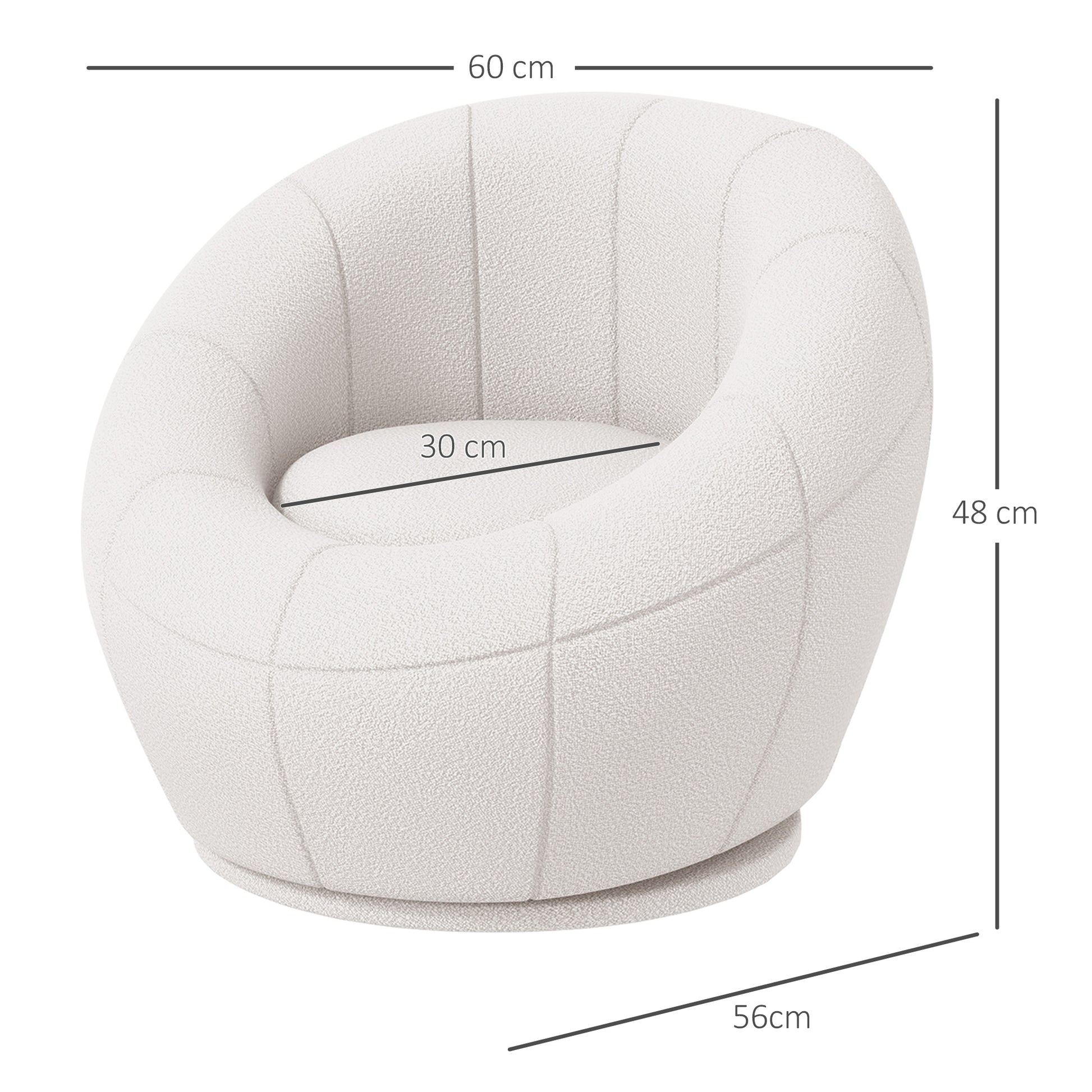 HOMCOM Stylish White Swivel Accent Chair for Living Room, Bedroom, and Home Office - ALL4U RETAILER LTD