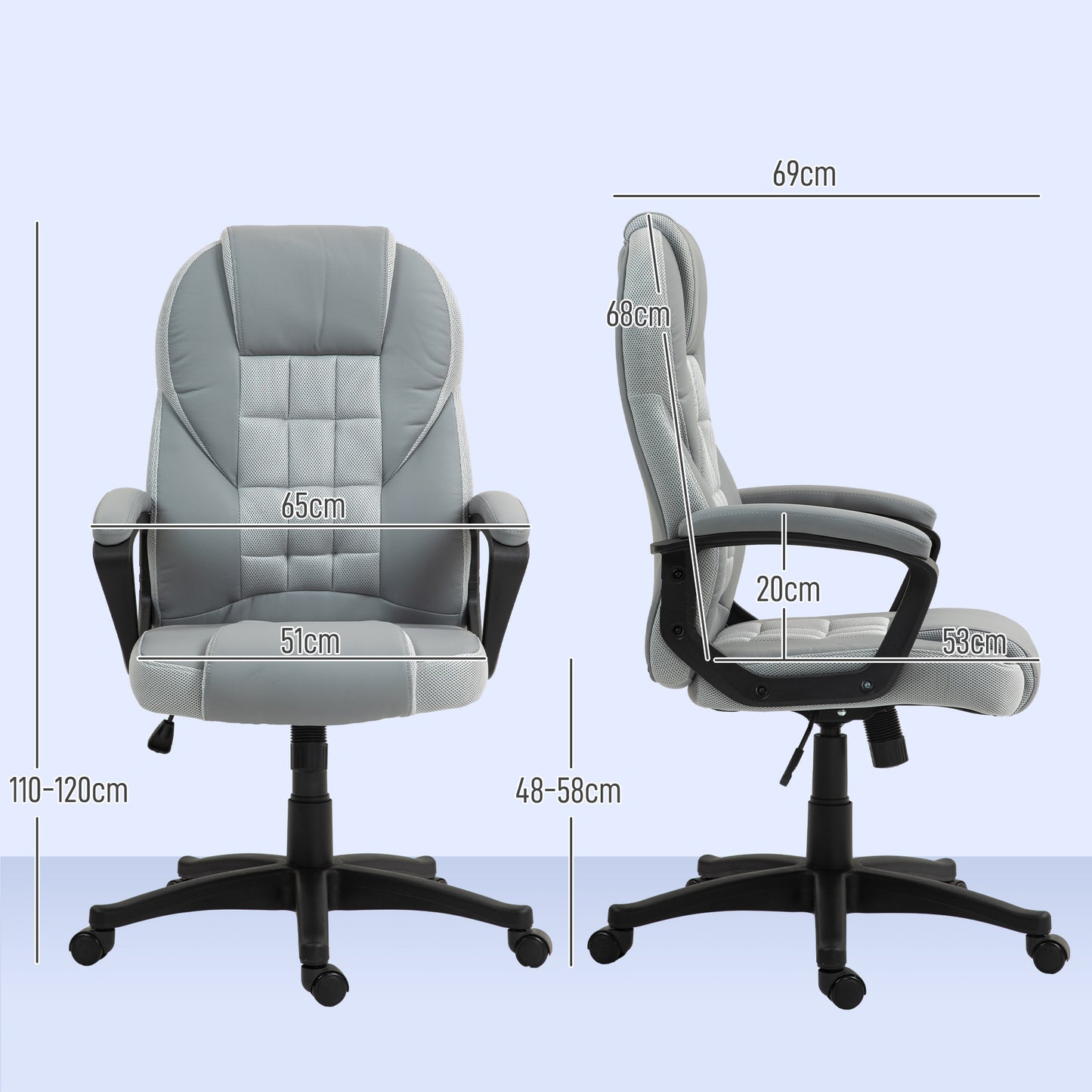 Grey Faux Leather Ergonomic Office Chair - HOMCOM - ALL4U RETAILER LTD