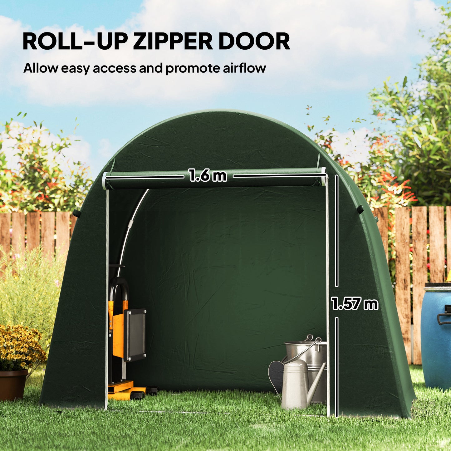 Outsunny 8x4 Ft Garden Storage Tent Waterproof With Roll Up Zipper Door And Galvanised Metal Frame Green