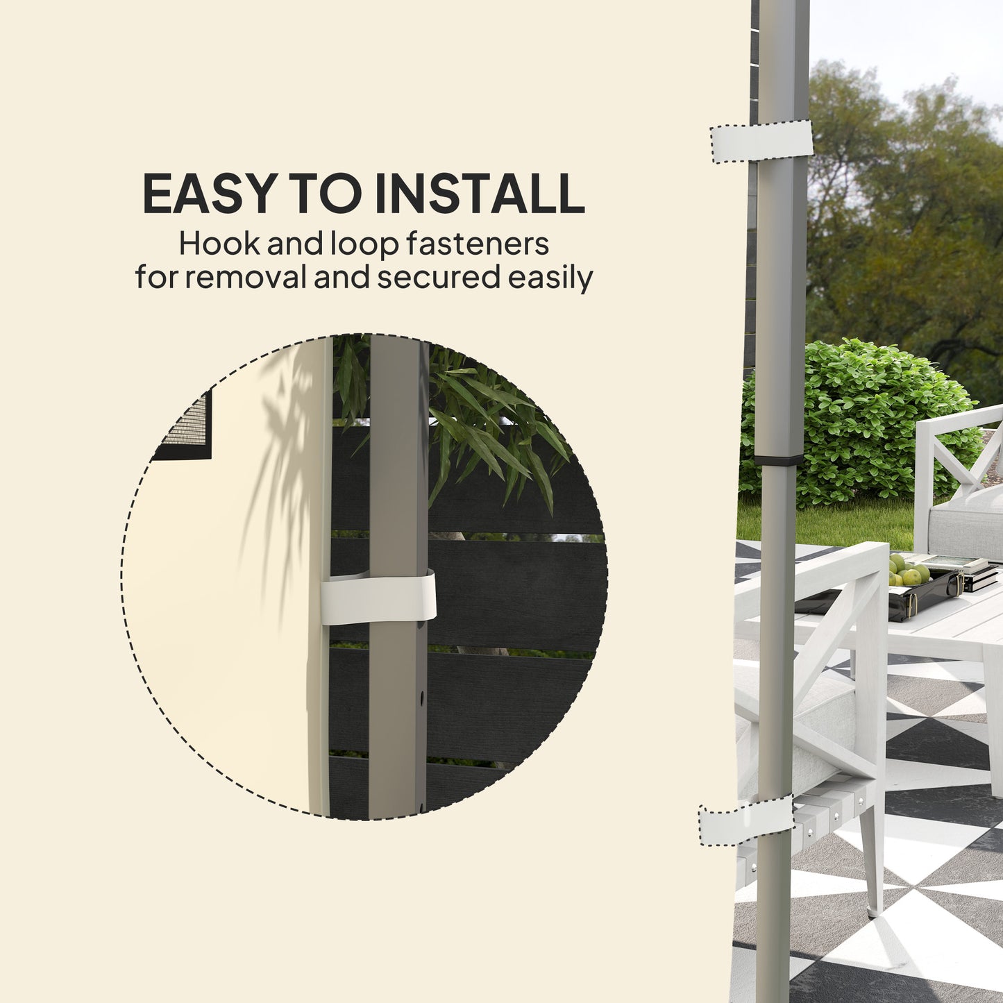 Outsunny Replacement Gazebo Sidewall 195 x 295cm Beige for 3 x 3 m Gazebo Durable Oxford Fabric
