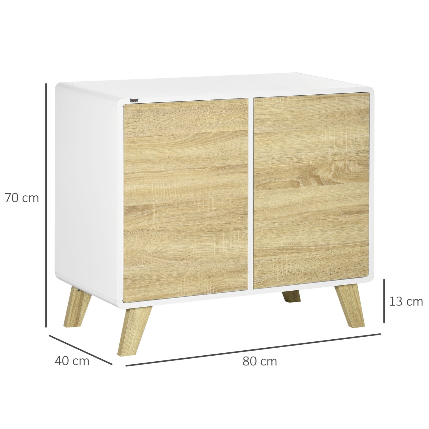 HOMCOM Contemporary White and Oak Storage Cabinet with Push-Open Doors and Adjustable Shelves for Living Spaces - ALL4U RETAILER LTD