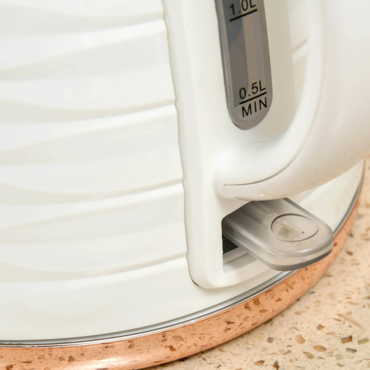 HOMCOM 1.7L Fast Boil Electric Kettle with Anti-Scale Filter and Auto Shut-off - Cream White Water Ripple Design - ALL4U RETAILER LTD