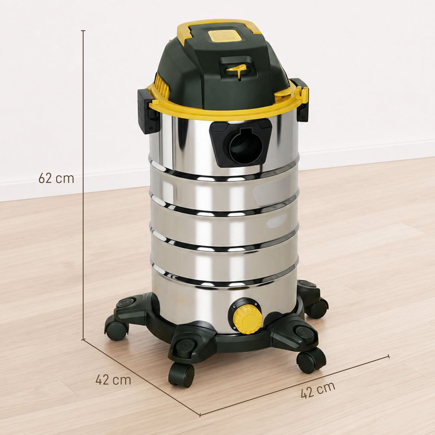 HOMCOM 1400W Wet and Dry Vacuum Cleaner 3 In 1 With Blowing Mode 30L Stainless Steel Tank Silver