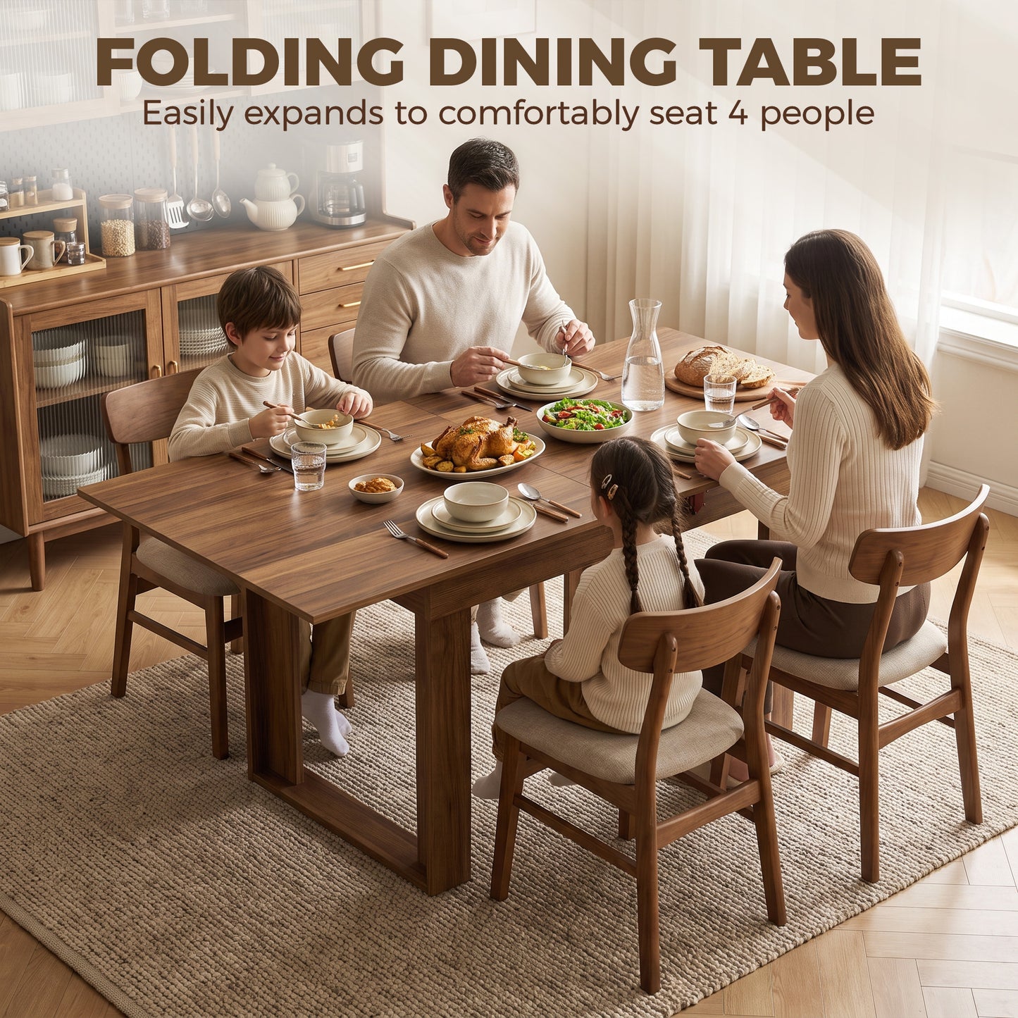 Homcom Extendable Folding Dining Table With Hidden Storage And Grey Finish