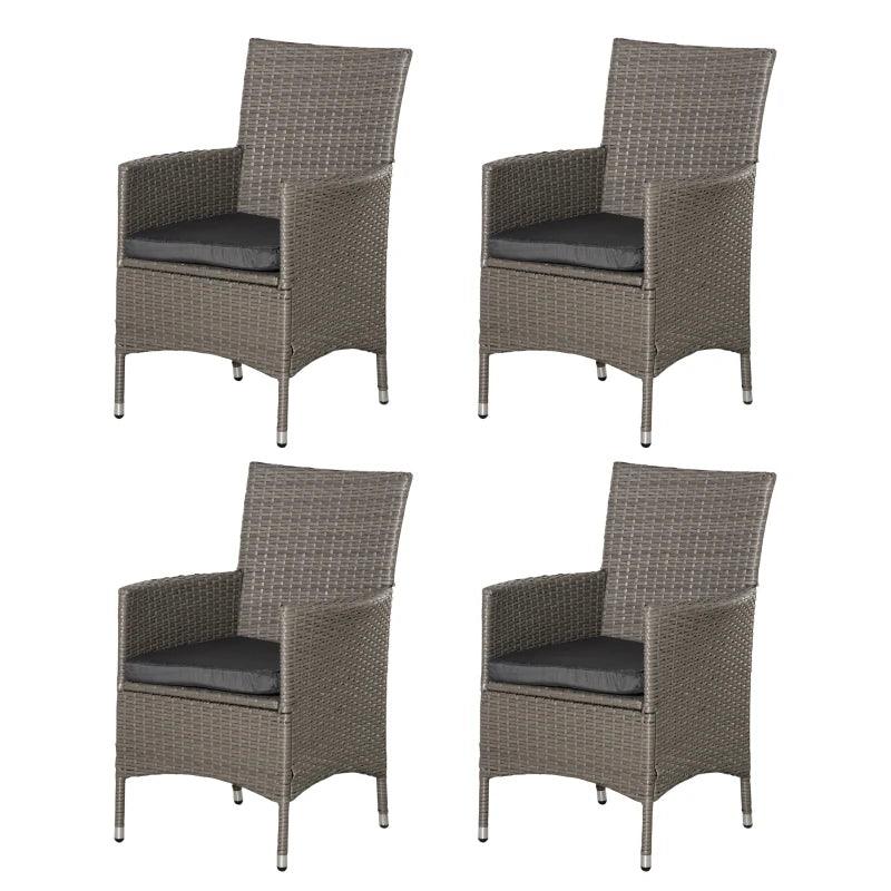 Outsunny 4PC Rattan Chair Patio Sofa Chairs Set with Cushions - Outdoor Rattan Furniture for Comfortable Outdoor Living - ALL4U RETAILER LTD