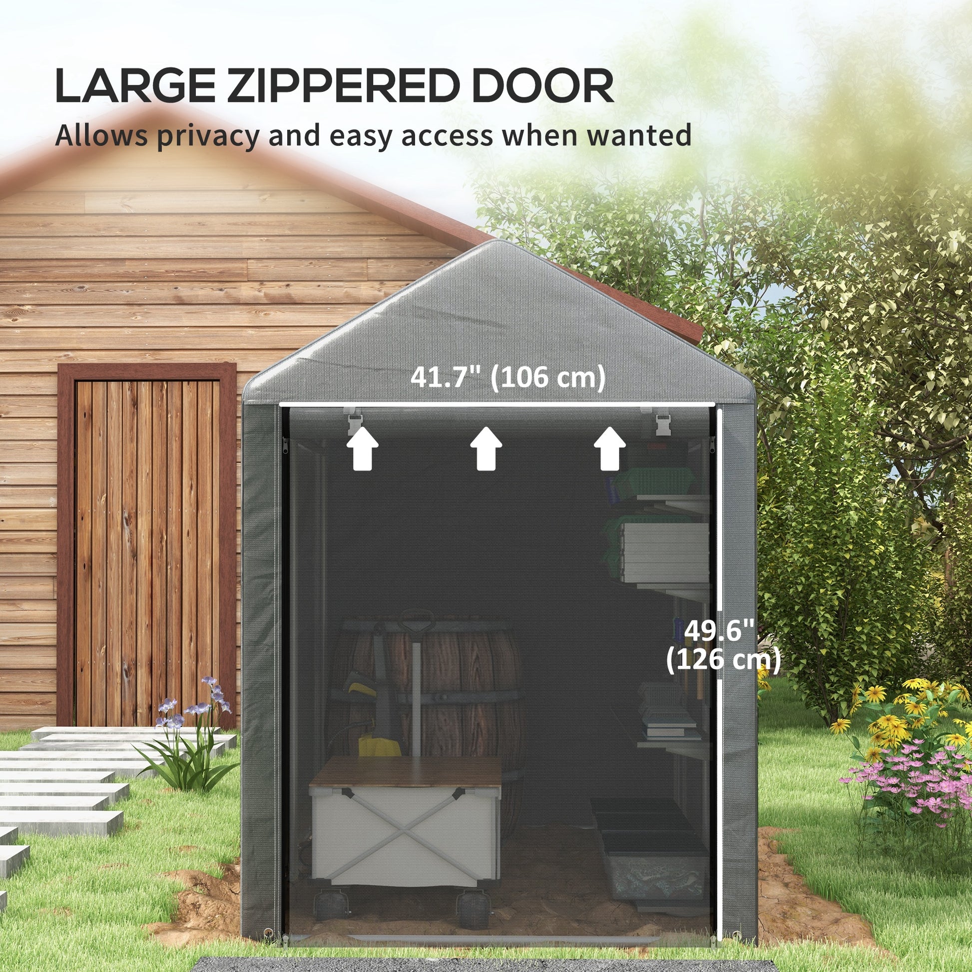 Outsunny Portable Garden Shed Tent with Roll-Up Door for Bikes and Equipment Storage - 1.2 x 1.8m - ALL4U RETAILER LTD