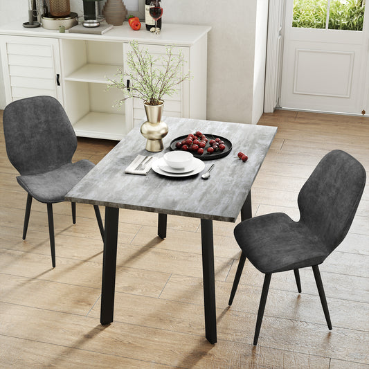 HOMCOM Dining Set With Kitchen Table And Two Velvet Upholstered Chairs In Dark Grey