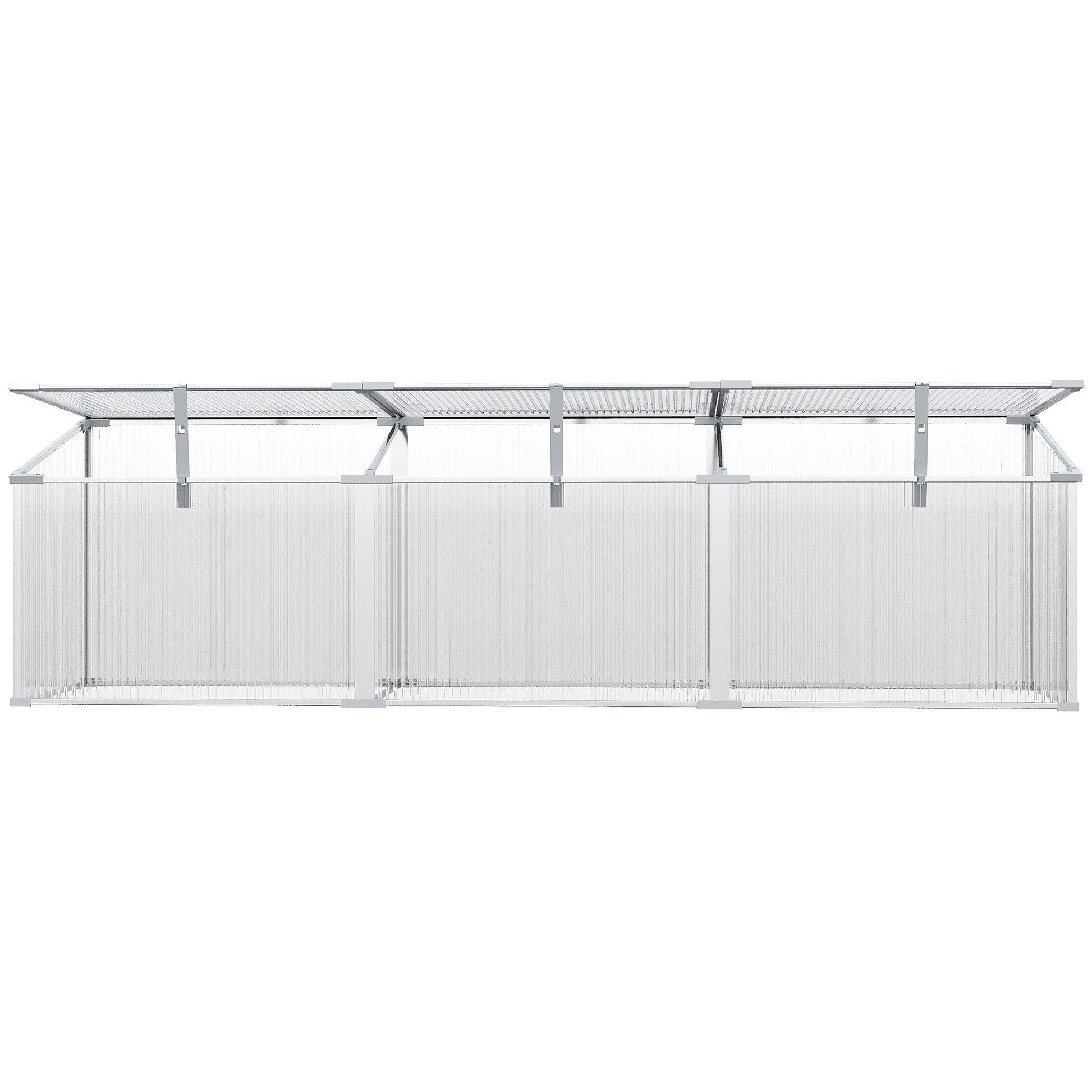 Outsunny Aluminium Greenhouse Plants Raised Bed Vented Cold Frame Transparent - ALL4U RETAILER LTD