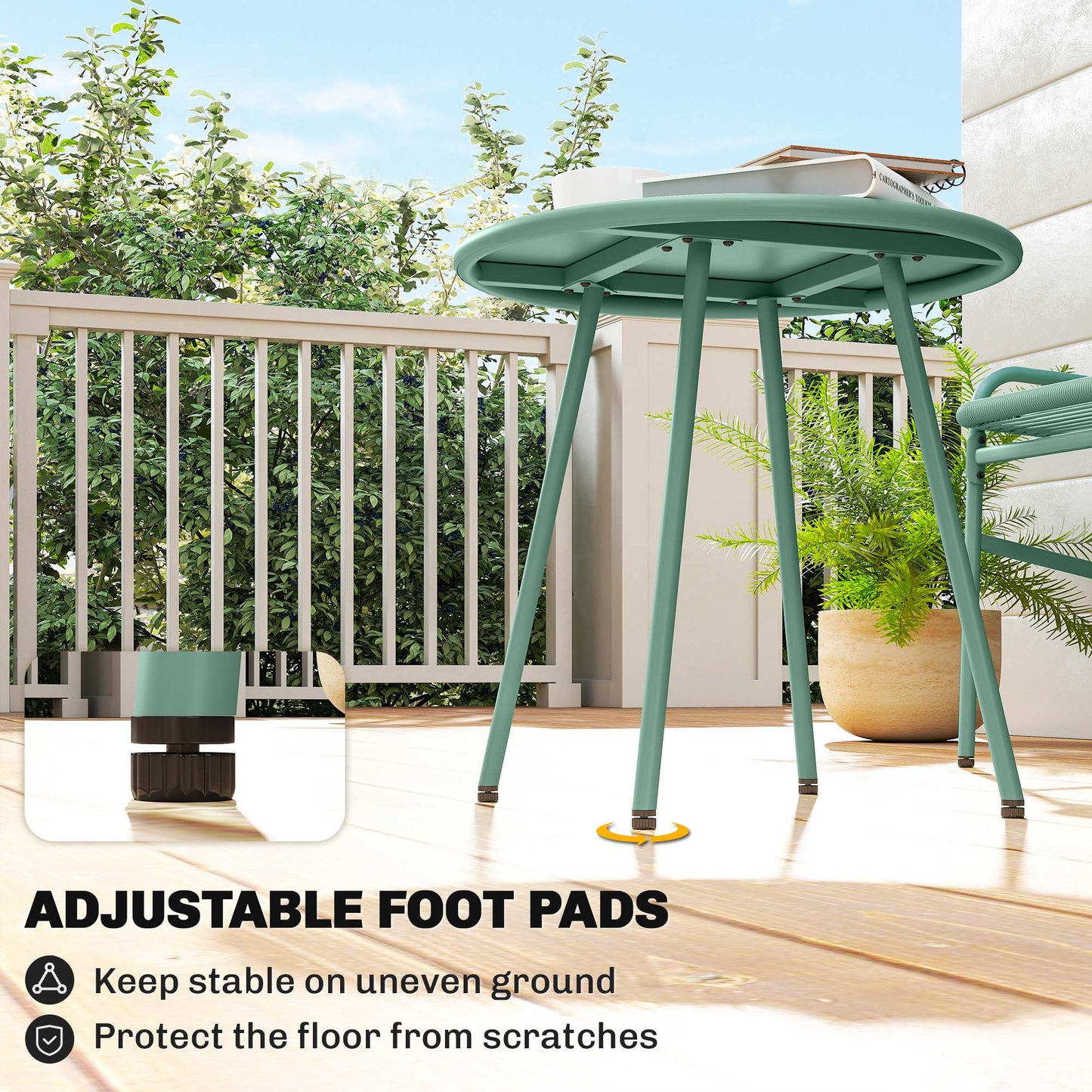 Outsunny 3 Piece Rattan Bistro Set With 2 Chairs And Round Coffee Table For Patio Balcony Green Outdoor Garden Furniture