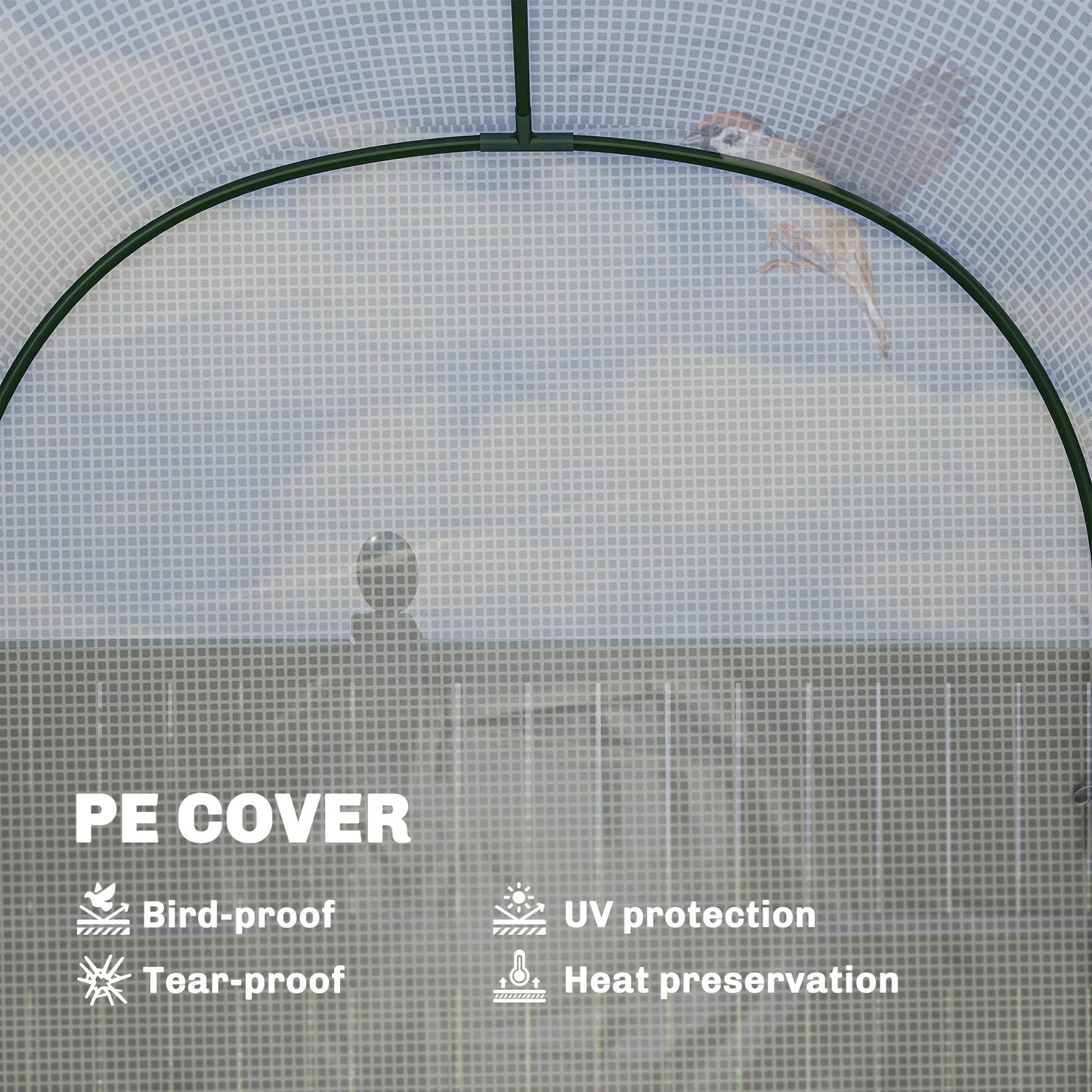 Outsunny Walk In Greenhouse With Shelves PE Cover And Roll Up Door 123 x 187 x 189 cm White