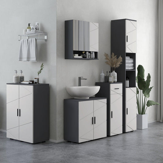 kleankin Tall Bathroom Storage Cabinet, Slim Bathroom Cabinet with Soft Close - ALL4U RETAILER LTD