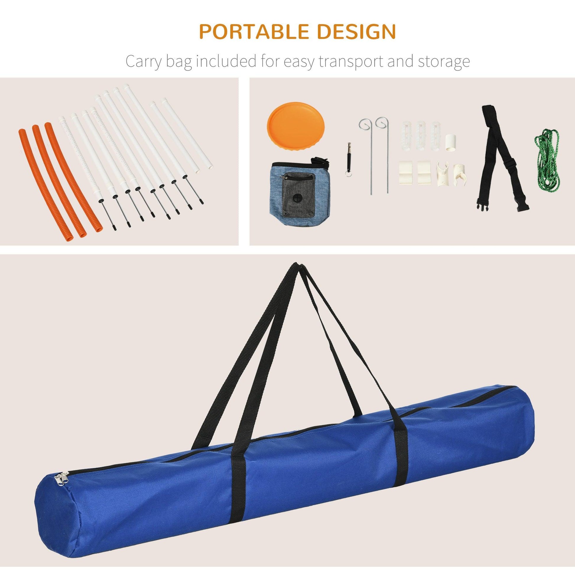 PawHut Dog Agility Training Equipment with Carry Bag - ALL4U RETAILER LTD