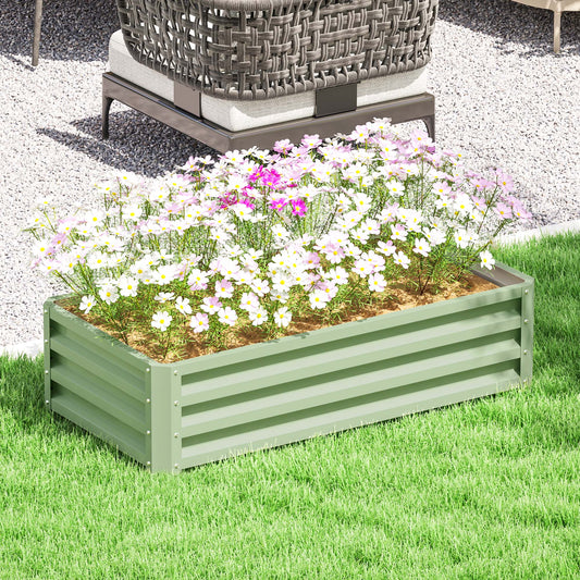 Outsunny Galvanised Raised Garden Bed For Herbs And Vegetables Outdoor Planter For Patio Balcony And Garden