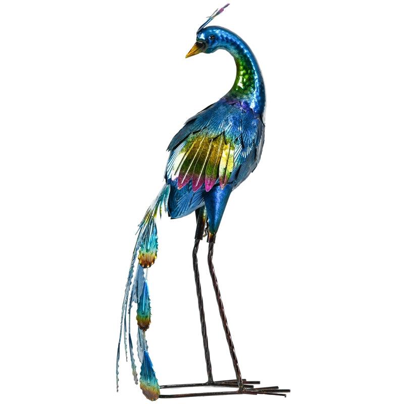 Outsunny Peacock Garden Statues Sculptures for Decorations and Gifts, Steel - ALL4U RETAILER LTD