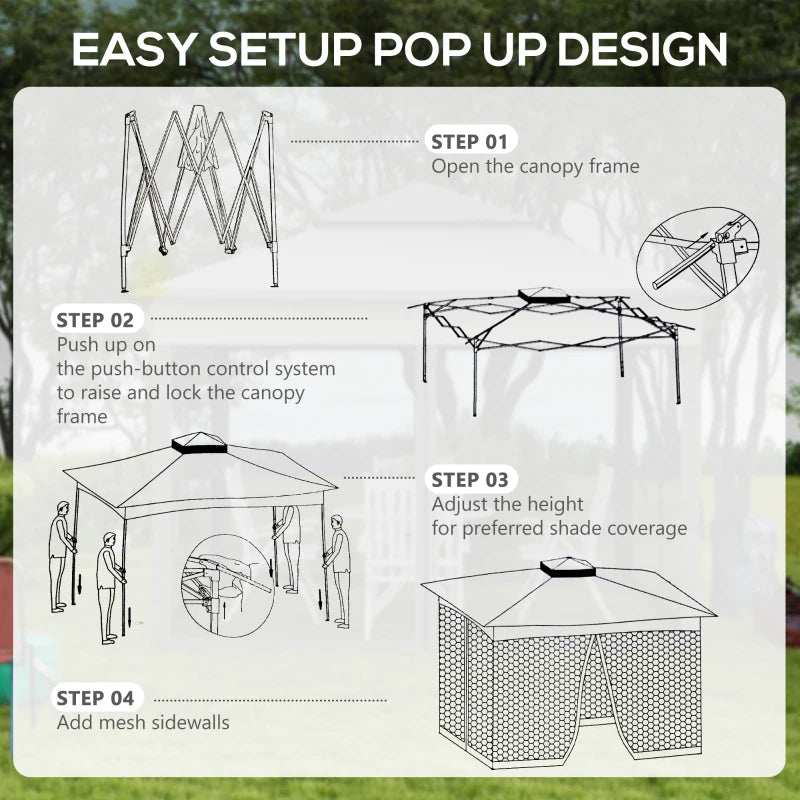 Outsunny 3 x 3m Pop Up Gazebo - Cream White, Double-Roof Garden Tent with Netting and Carry Bag: Perfect Party Event Shelter for Outdoor Patio