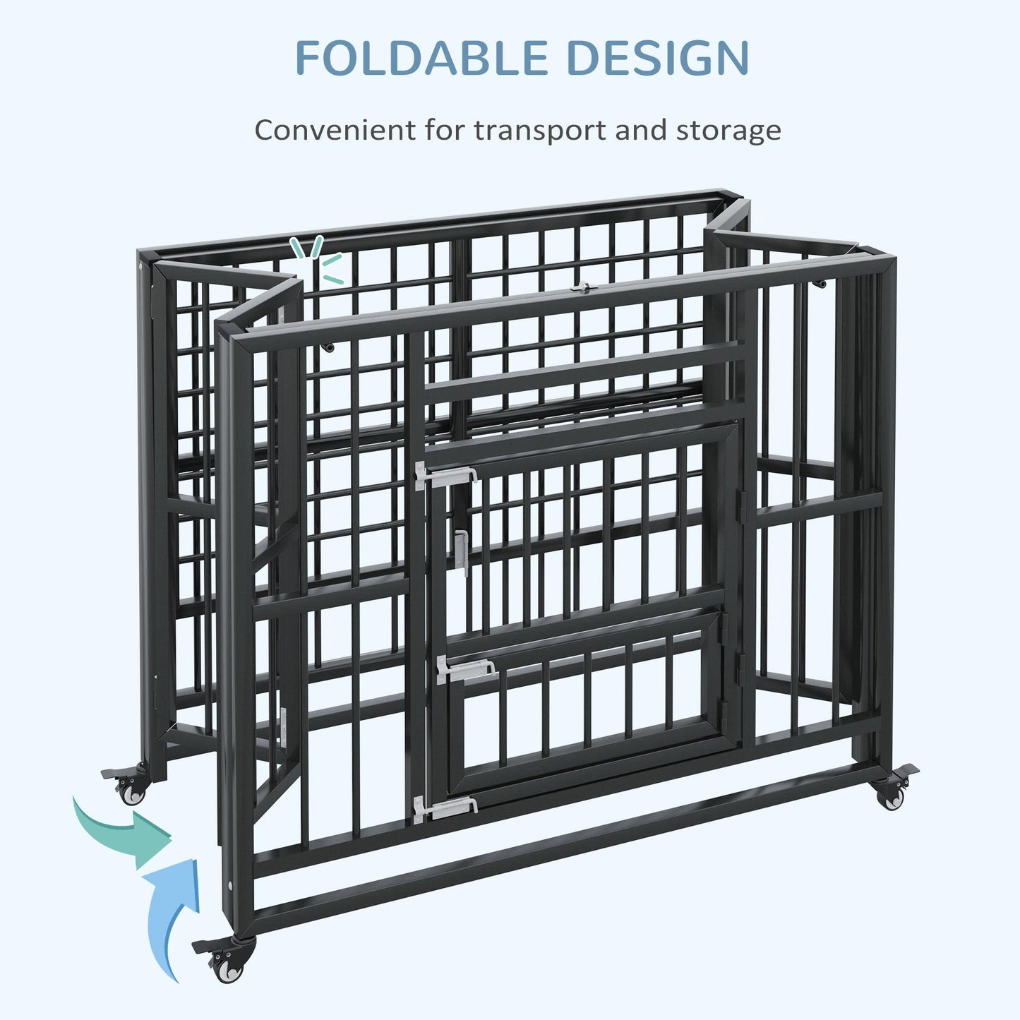 PawHut Foldable Heavy Duty Dog Crate with Openable Top, Locks, Removable Tray - Black - ALL4U RETAILER LTD