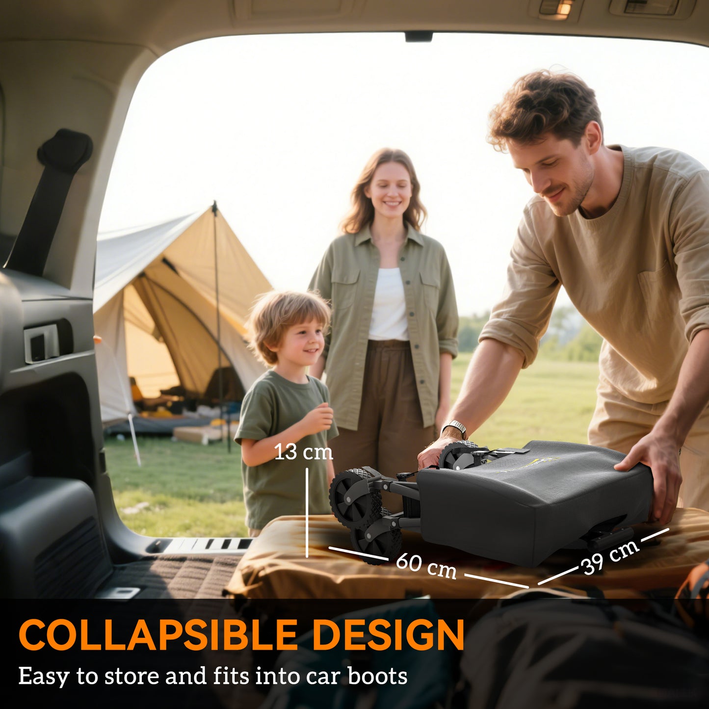 Outsunny 41L Trolley On Wheels, 60kg Heavy Duty Collapsible Folding Wagon With Adjustable Handle And Carry Bag Grey