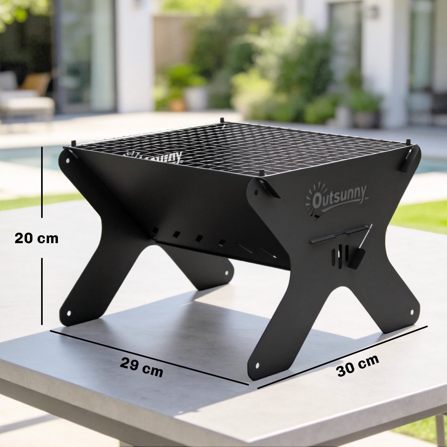 Outsunny 2 In 1 Portable Barbecue Grill And Camping Fire Pit Tabletop Charcoal Grill With Gripper Gloves And Carry Bag