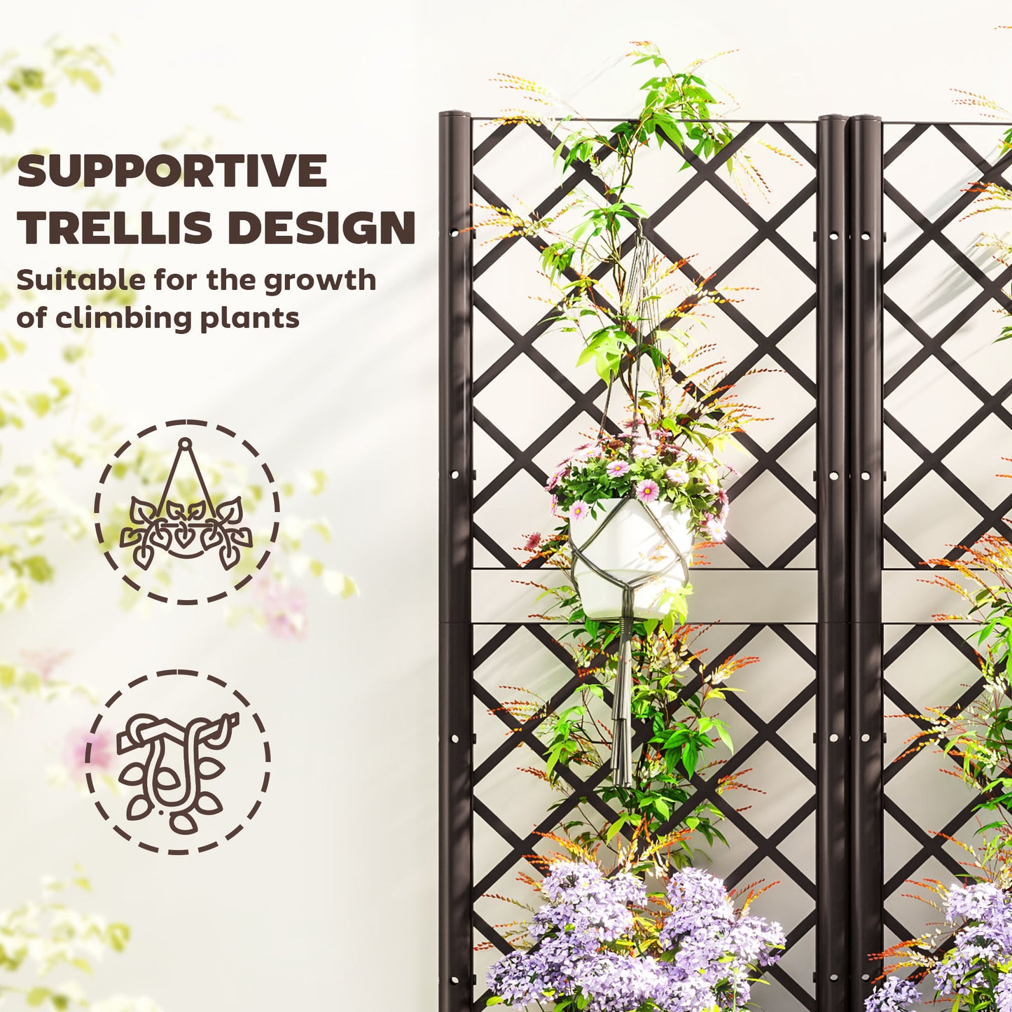 Outsunny Raised Garden Bed With Trellis Planter For Climbing Plants Vegetables And Flowers Brown
