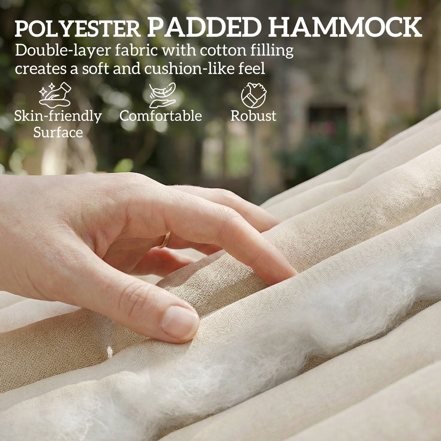 Outsunny Double Hammock With Stand For Two 200x140cm Cream White Cushioned Bed With Spreader Bars Pillows And Pad
