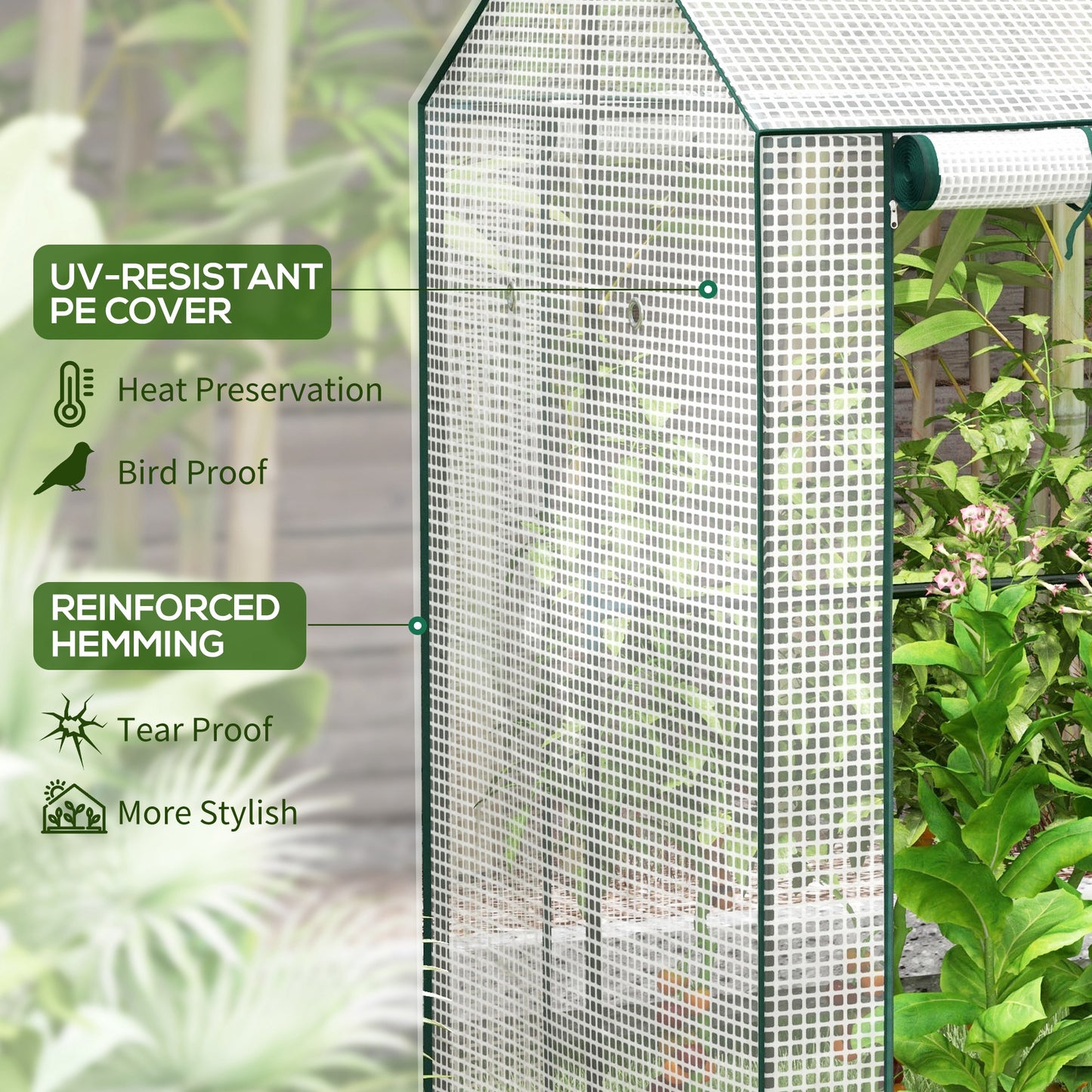 Outsunny Green House Mini Greenhouse With Two Roll Up Doors Vent Holes And Reinforced Cover 100 X 80 X 150cm